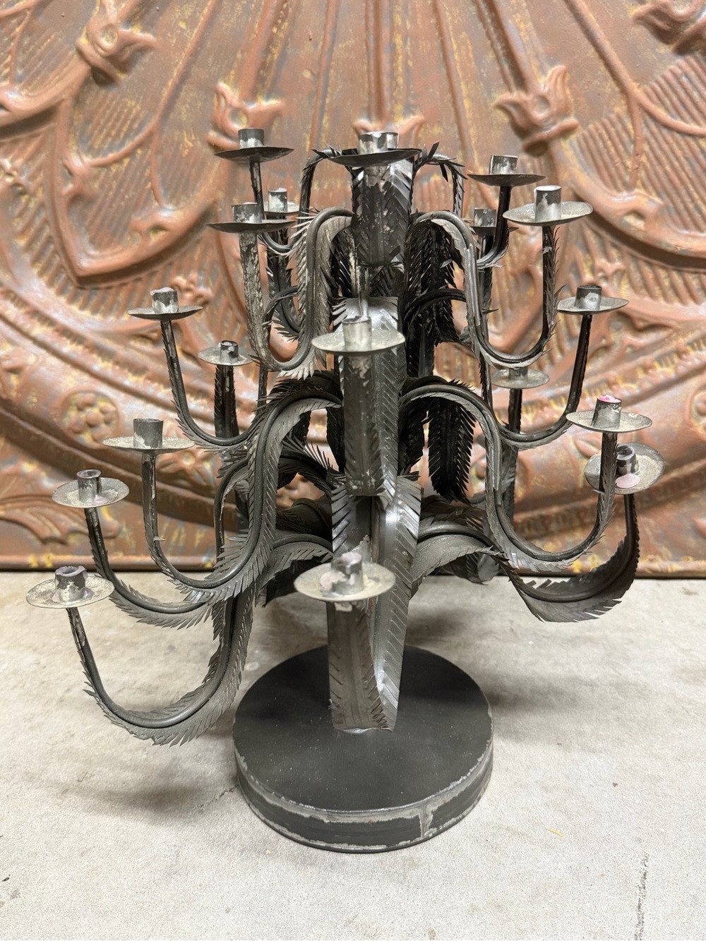William Spratling Brutalist Mexican Folk Art Feather Candelabra